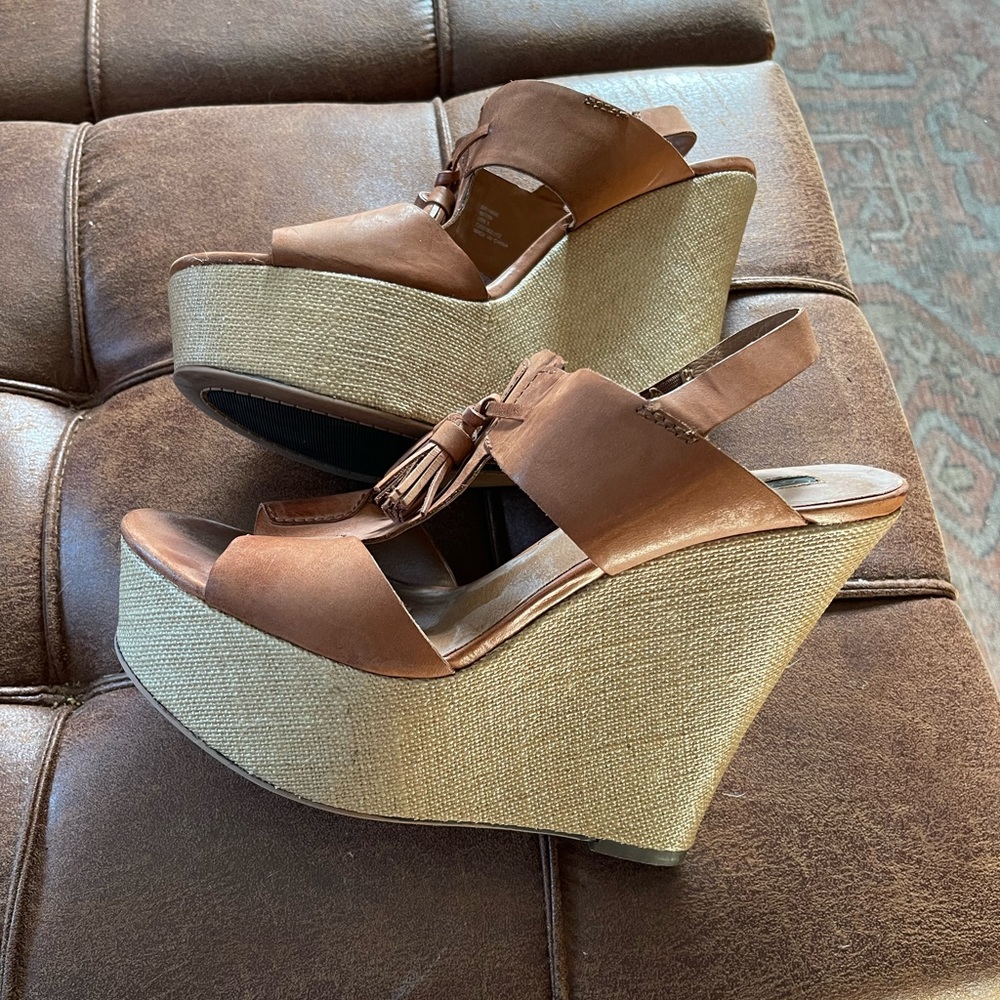 Calvin Klein leather tassel wedges